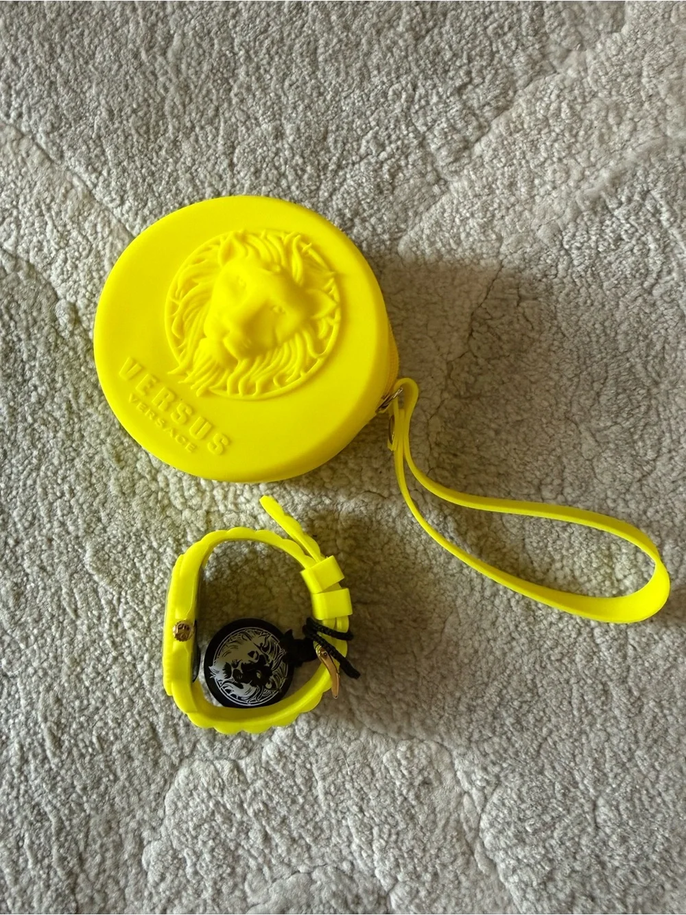 Versus Versace Neon Yellow Silicone Lion Watch and Round Case
